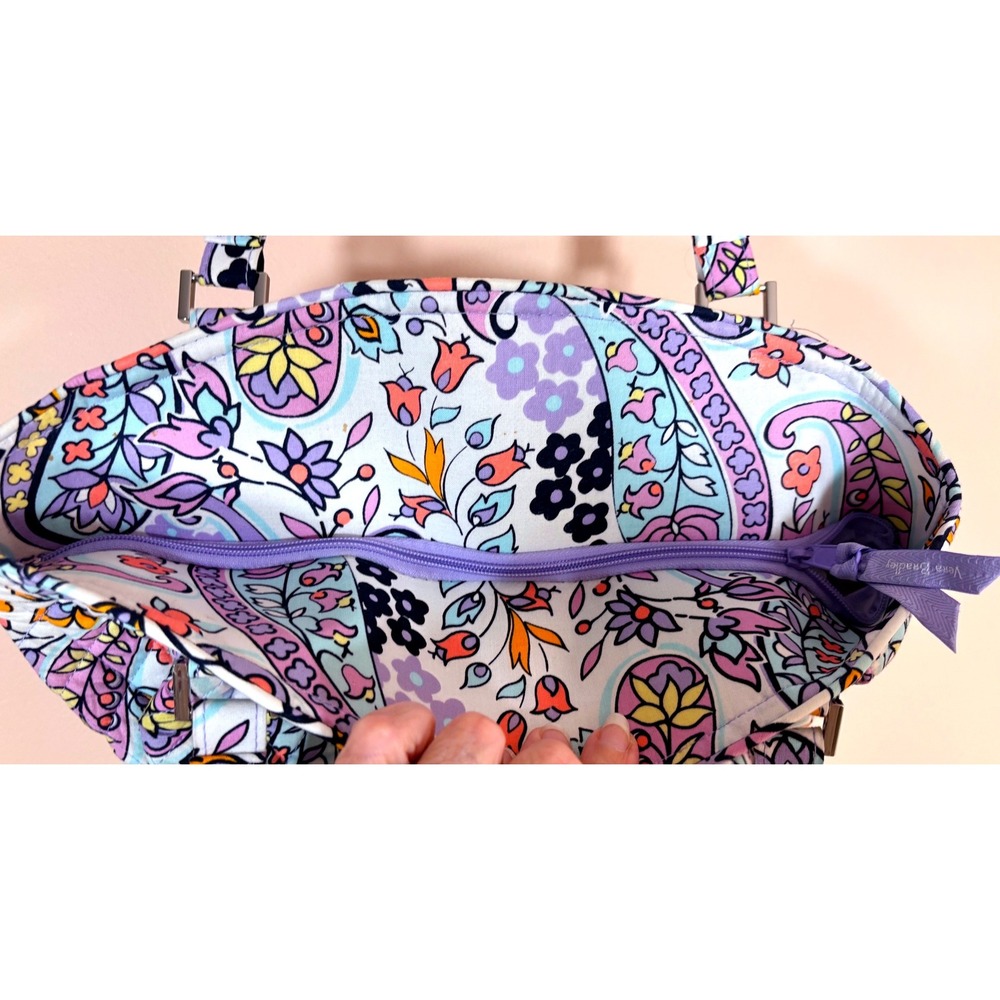 Vera Bradley Quilted Large Glenna Tote Maddalena Paisley Purple Orange Yellow - Picture 5 of 13